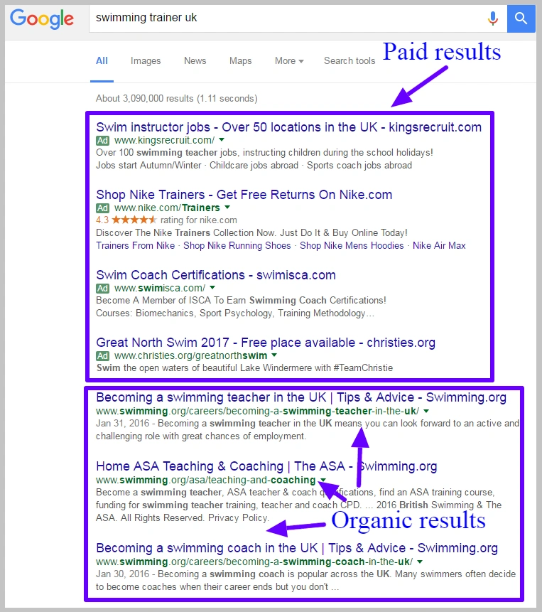 What is google serp and how search results appear